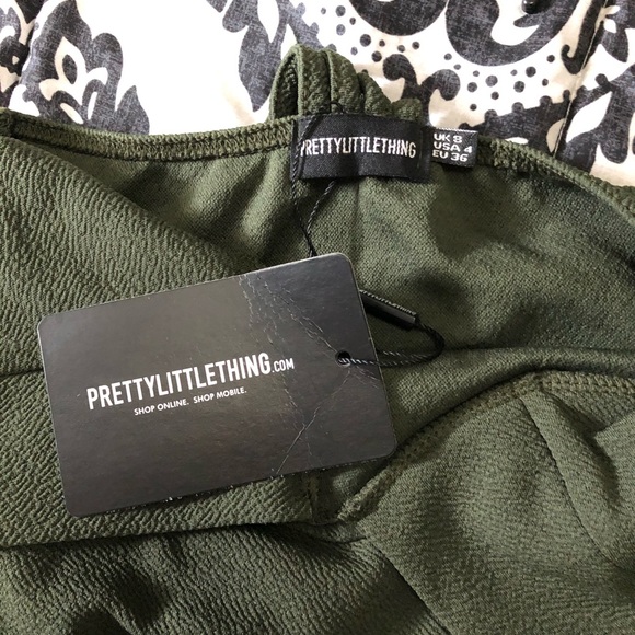 NWT PRETTY LITTLE THING Army Green Body Con Dress - Picture 7 of 7